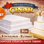 DİKDÖRTGEN PASTA TABANI 3 CM YÜKSEKLİK 5 Lİ ALIMLAR
